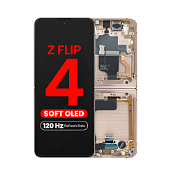 OLED Assembly with Frame for Galaxy Z Flip 4 F721 (GOLD) (US & International) (Aftermarket Pro OLED / 120HZ)