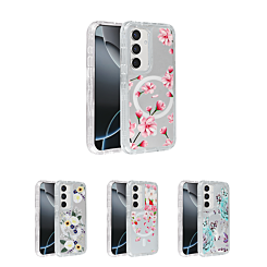 Flower Design Transparent Case with Wireless Charger for Galaxy S25 Plus (Only Ground Shipping)