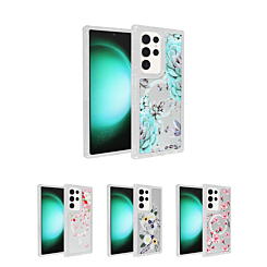 Flower Design Transparent Case with Wireless Charger for Galaxy S25 Ultra (Only Ground Shipping)