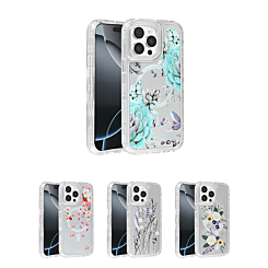 Flower Design Transparent Case with Wireless Charger for iPhone 15 Pro (Only Ground Shipping)