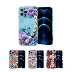 Full Cover Fashion Pearl Bracelet Flowers Design Case for iPhone 7G / 8G / SE 2020 (Only Ground Shipping)
