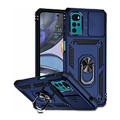 Moto G22 Dual Layers Hybrid Case with Metal Ring And Camera Protector - BLUE (Only Ground Shipping)