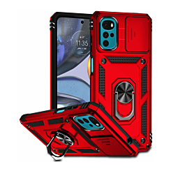 Moto G22 Dual Layers Hybrid Case with Metal Ring And Camera Protector - RED (Only Ground Shipping)