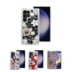 Galaxy S24 / S25 Crystal Flower Perfume Silicone Hard Case (Only Ground Shipping)