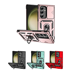 Galaxy S24FE Dual Layers Hybrid Case with Metal Ring And Camera Protector (Only Ground Shipping)