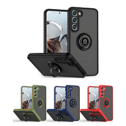 Galaxy S24 / S25 Hard PC Rear / Soft TPU Colorful Border Case with I - ring Holder (Only Ground Shipping)