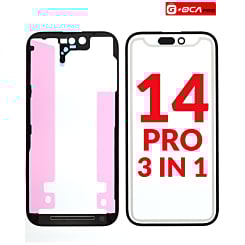 Shop the 3-in-1 set with front glass, frame, and OCA for iPhone 14 Pro, G+ OCA Pro version.

