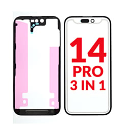 Shop the 3-in-1 set with front glass, frame, and OCA for iPhone 14 Pro, G+ OCA Pro version.
