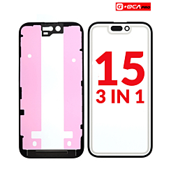 Stock up on the 3-in-1 front glass, frame, and OCA for iPhone 15, G Plus OCA Pro.