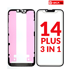 Buy the 3-in-1 front glass, frame, and OCA set for the iPhone 14 Plus — Premium, G+ OCA Pro.
