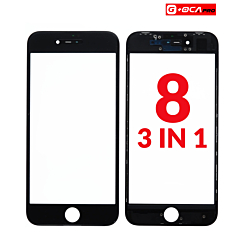 3in1 (Front Glass + Frame + OCA) (Premium) (2 Pack) (BLACK) for iPhone 8 (G+ Oca Pro)