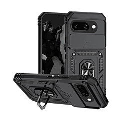 Dual Layers Hybrid Case with Metal Ring And Camera Protector - BLACK Google Pixel 9A (Only Ground Shipping)