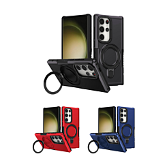 Hard PC Shockproof Case w /Ring Holder for Galaxy S25 Ultra (Only Ground Shipping)