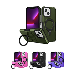 Hard PC Shockproof Case w /Ring Holder for iPhone 14 Plus / 15 Plus (Only Ground Shipping)