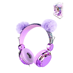 POM POM Kids Wired Headphones with Microphone (PURPLE) (Only Ground Shipping)
