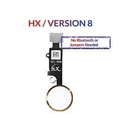 Shop the gold Home Button solution flex cable for iPhone 8 Plus, 8, SE 2020, 7 Plus, and 7 – HX version 8, no Bluetooth or jumpers needed.