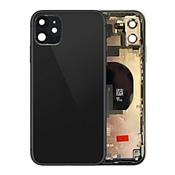 Purchase the Back Housing Frame with small components pre-installed for iPhone 11, no logo, in black.