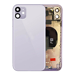 Stock up on the Back Housing Frame with small components pre-installed for iPhone 11, no logo, in purple.