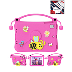 Kids Shockproof Tablet Case with Bee Handle Stand (HOT PINK) for iPad 5 (2017) / iPad 6 (2018) / Air 1 / Air 2 / Pro 9.7 (Only Ground Shipping)