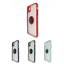 iPhone 11 Pro Max Hard PC Rear / Soft TPU Colorful Border Case with I - ring Holder