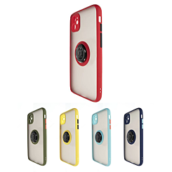 iPhone 12 Pro Max Hard PC Rear / Soft TPU Colorful Border Case with I - ring Holder