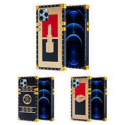 iPhone 12 Pro Max Shiny Black Flowers Square Case