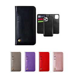 iPhone 13 Pro Genuine Leather Magnetic Wallet Case with Credit Card Slot