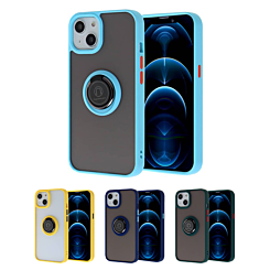iPhone 13 Pro Hard PC Rear / Soft TPU Colorful Border Case with I - ring Holder