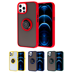 iPhone 13 Pro Max Hard PC Rear / Soft TPU Colorful Border Case with I - ring Holder