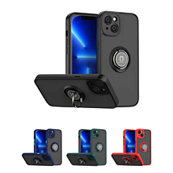 iPhone 14 / 13 Hard PC Rear / Soft TPU Colorful Border Case with I - ring Holder