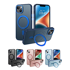 iPhone 14 / 13 Carbon Wireless Charging Case with Ring Stand