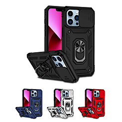 iPhone 14 Pro Dual Layers Hybrid Case with Metal Ring And Camera Protector