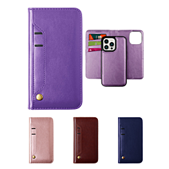 iPhone 14 Pro Genuine Leather Magnetic Wallet Case with Credit Card Slot