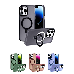 iPhone 14 Pro Max Carbon Wireless Charging Case with Ring Stand