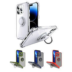 iPhone 14 Pro Max Hard PC Rear / Soft TPU Colorful Border Case with I - ring Holder