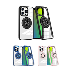 iPhone 14 Pro Max Transparent Wireless Charging Case with Ring Holder