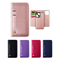 iPhone 14 Plus / 15 Plus Genuine Leather Magnetic Wallet Case with Credit Card Slot