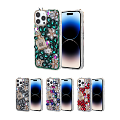 iPhone 15 Pro Crystal Flower Perfume Silicone Hard Case
