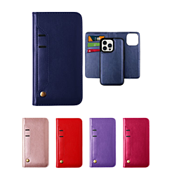 iPhone 15 Pro Genuine Leather Magnetic Wallet Case with Credit Card Slot