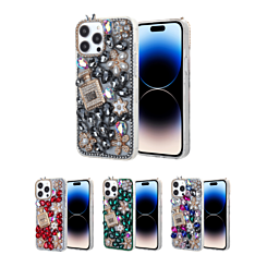 Crystal Flower Perfume Silicone Hard Case for iPhone 15 Pro Max (Only Ground Shipping)