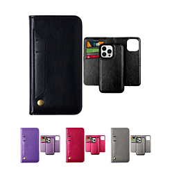 iPhone 15 Pro Max Genuine Leather Magnetic Wallet Case with Credit Card Slot