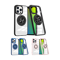 iPhone 15 Pro Max Transparent Wireless Charging Case with Ring Holder