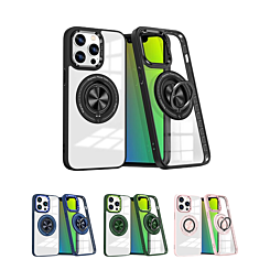 iPhone 15 Pro Transparent Wireless Charging Case with Ring Holder