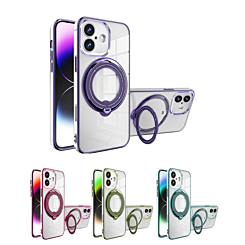 iPhone 16 Magnetic Clear Cases with Magsafe Ring Stand (Only Ground Shipping)