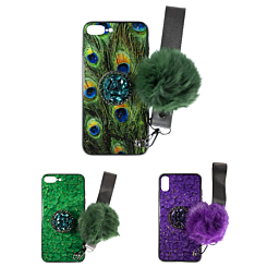 iPhone 8P / 7P Bling Diamond Pom Pom Holder Soft Phone Case