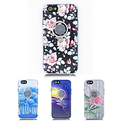 iPhone 8P / 7P Luxury Marble Design Pattern TPU Case with iRing