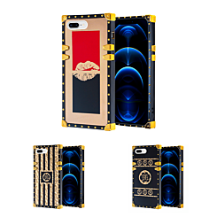 iPhone 8P / 7P Shiny Black & Gold Lines Square Case