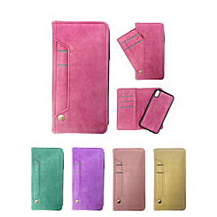 iPhone XR Genuine Leather Magnetic Wallet Case with Credit Card Slot