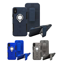 iPhone XR Heavy Duty Hard Rubber Cover Case with Back Clip and Ring