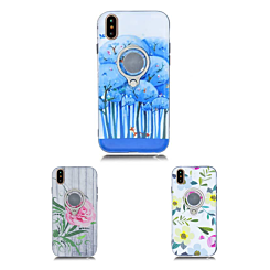 iPhone XR Luxury Marble Design Pattern TPU Case with iRing